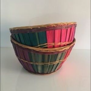 ‼️SOLD‼️ Pair of Coloured Wooden Baskets